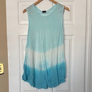 Sleeveless Ombre Blue and White Beach Cover Up (Ptp 20”)